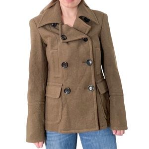 MICHAEL Michael Kors Olive green double breasted wool blend pea coat size Medium